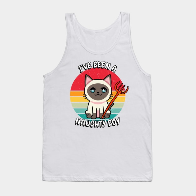 Cute siamese Cat is a naughty boy Tank Top by Pet Station